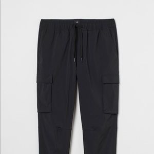 Black Nylon cargo joggers